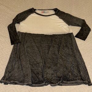 Free People Beach Two-Tone Raglan Swing Top Dress - Heather Grey and White